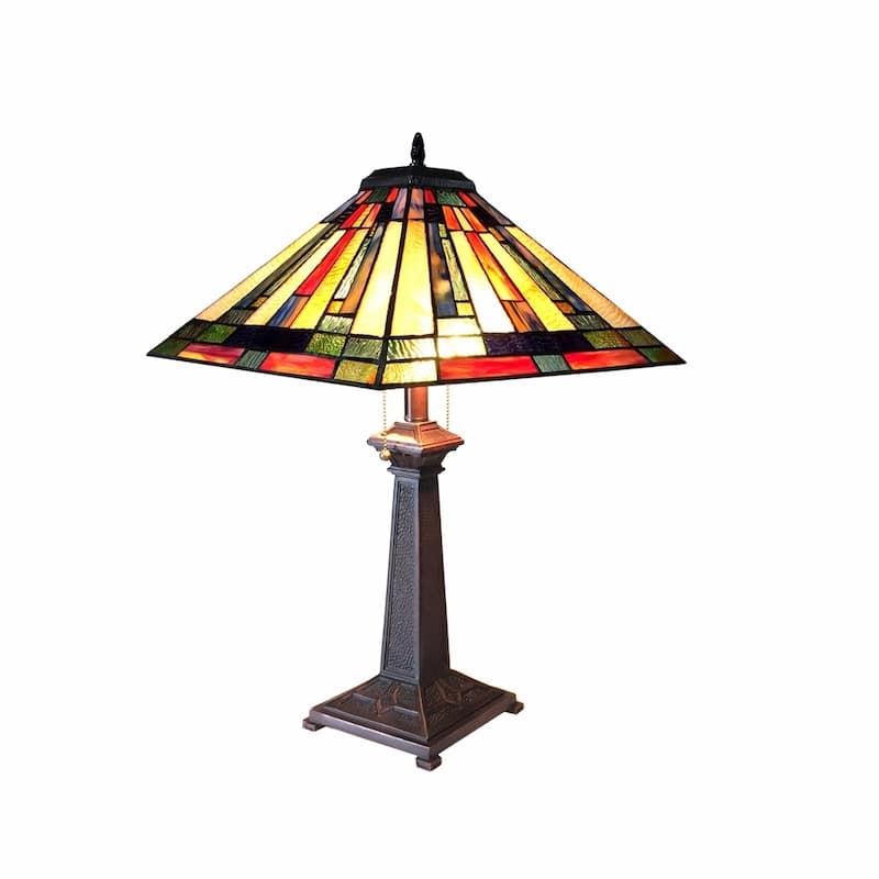 Tiffany Style Mission Design 2-light Dark Antique Bronze Table Lamp