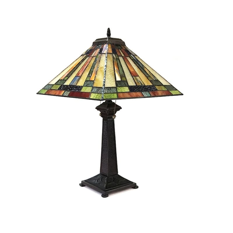 Tiffany Style Mission Design 2-light Dark Antique Bronze Table Lamp