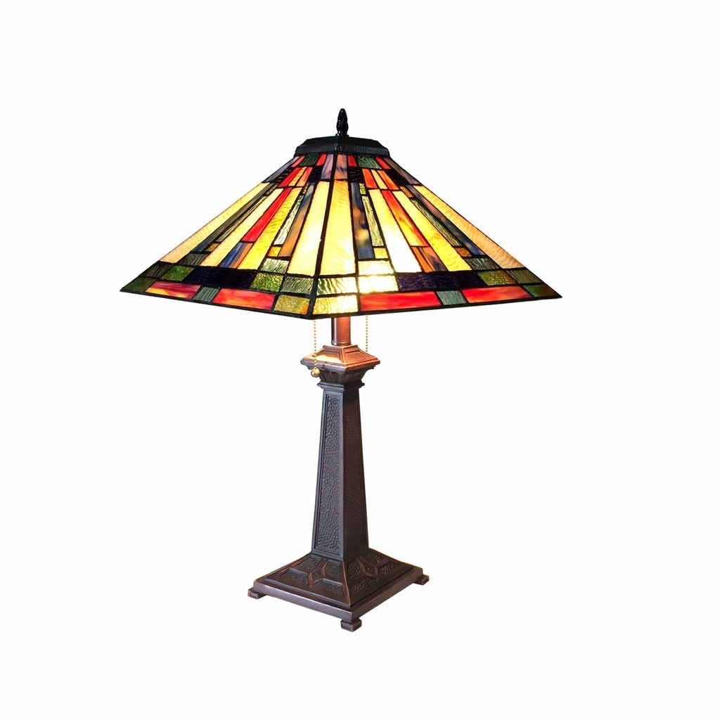 Tiffany Style Mission Design 2-light Dark Antique Bronze Table Lamp