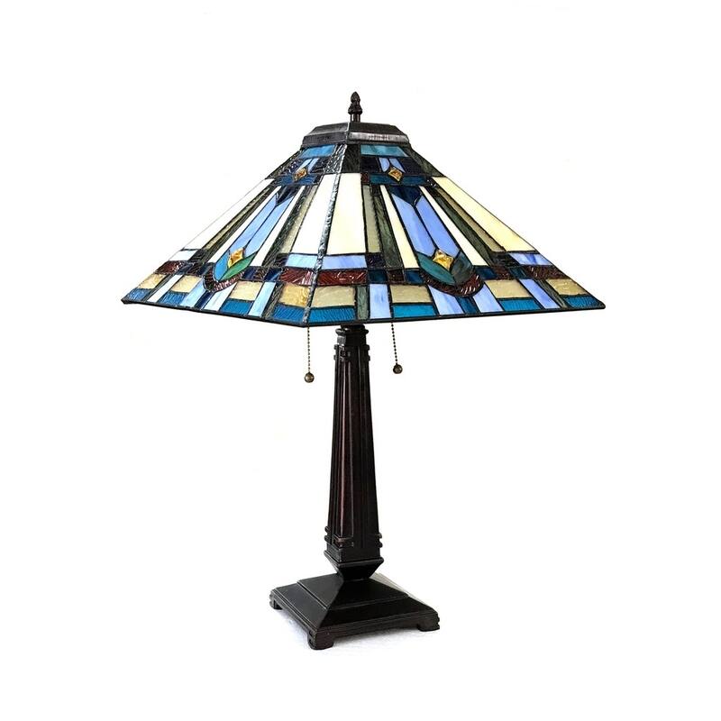 Tiffany Style Mission Design 2-light Dark Antique Bronze Table Lamp