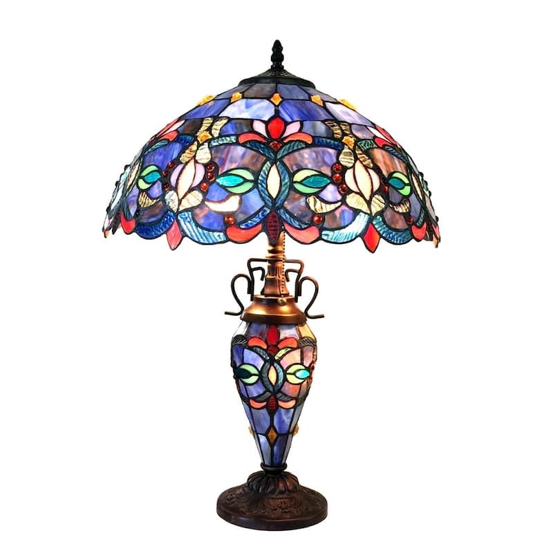 Tiffany Style Double Lit 2+1-light Dark Bronze Table Lamp