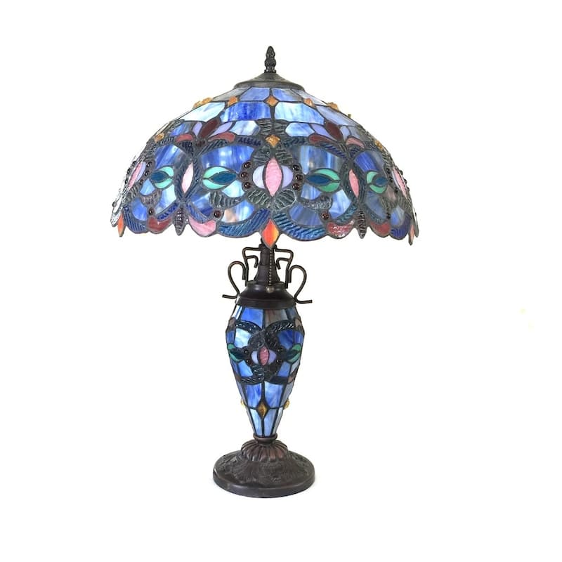 Tiffany Style Double Lit 2+1-light Dark Bronze Table Lamp