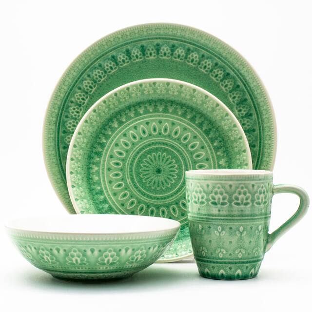 Euro Ceramica Fez 16 Piece Crackleglaze Dinnerware Set (Service for 4