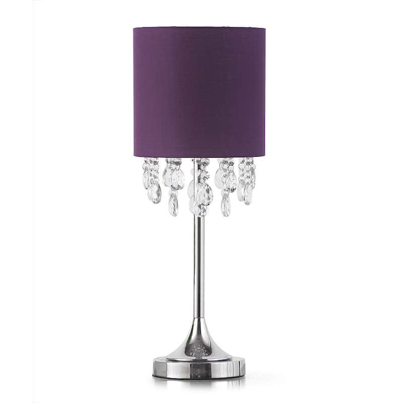FLORENCE 22"H Crystal Pendants Table Lamp, Purple