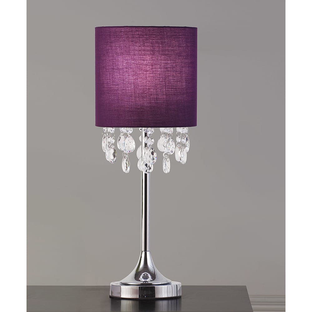FLORENCE 22"H Crystal Pendants Table Lamp, Purple