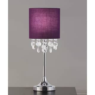 FLORENCE 22"H Crystal Pendants Table Lamp, Purple