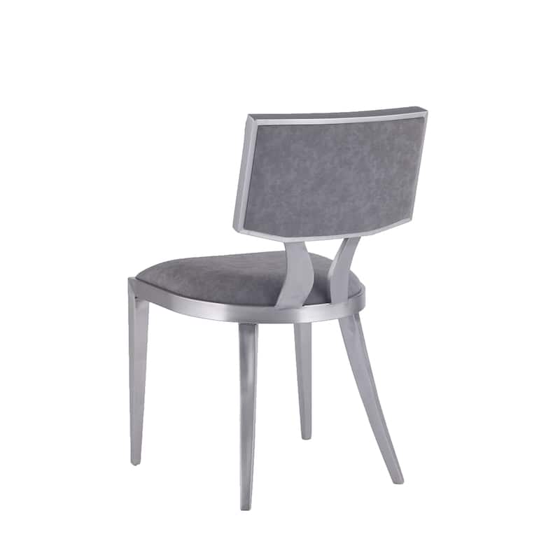 Somette Maya Midcentury Chair with Grey Faux Leather Seat (Set of 2)