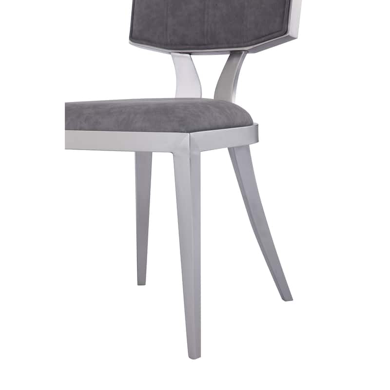 Somette Maya Midcentury Chair with Grey Faux Leather Seat (Set of 2)