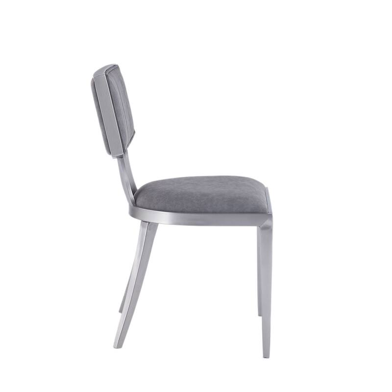 Somette Maya Midcentury Chair with Grey Faux Leather Seat (Set of 2)