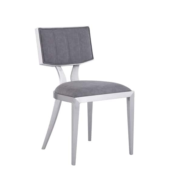 slide 2 of 7, Somette Maya Midcentury Chair with Grey Faux Leather Seat (Set of 2)