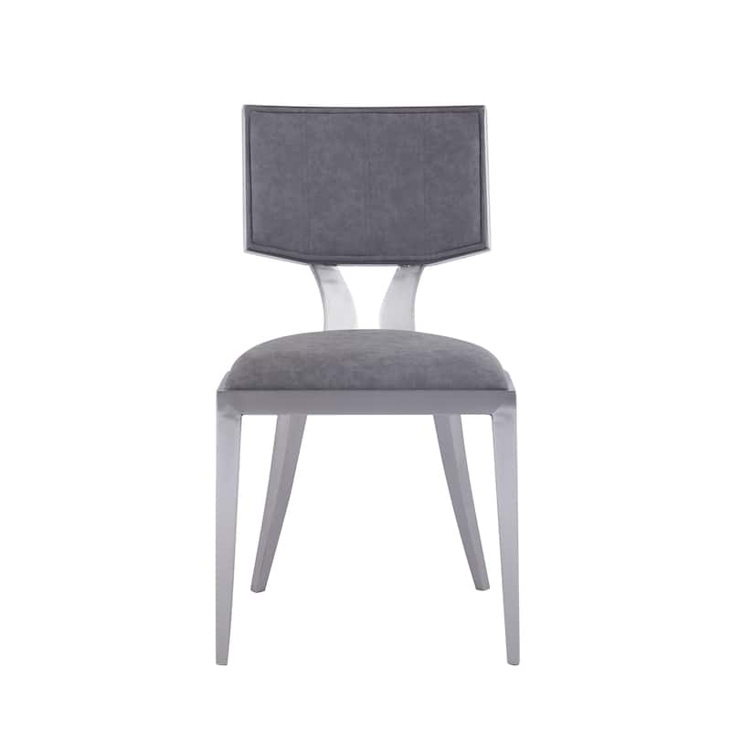 Somette Maya Midcentury Chair with Grey Faux Leather Seat (Set of 2)