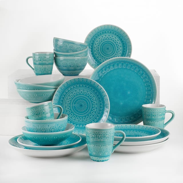 Euro Ceramica Fez 20-piece Dinnerware Set (Service for 4) - Turquoise