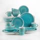 Euro Ceramica Fez 20-piece Crackle-glaze Stoneware Dinnerware Set (Service for 4) - Turquoise