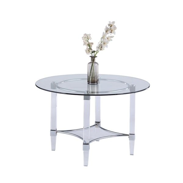 Shop Somette Emily 48 inch Round Glass Top Dining Table ...