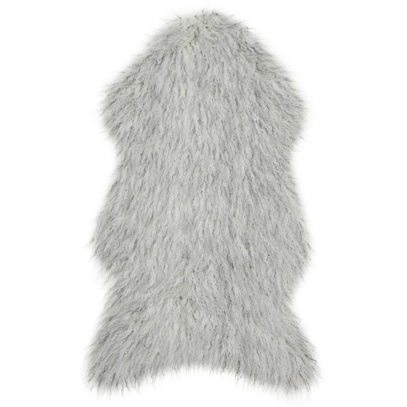 Alexander Home Rustic Faux Fur Shag Area Rug - 3' x 5' - Ivory/Silver