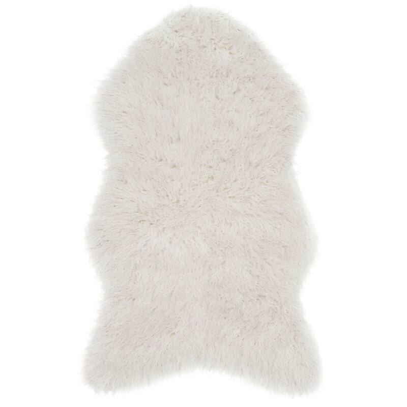 Alexander Home Rustic Faux Fur Shag Area Rug - 3' x 5' - Ivory/Lilac