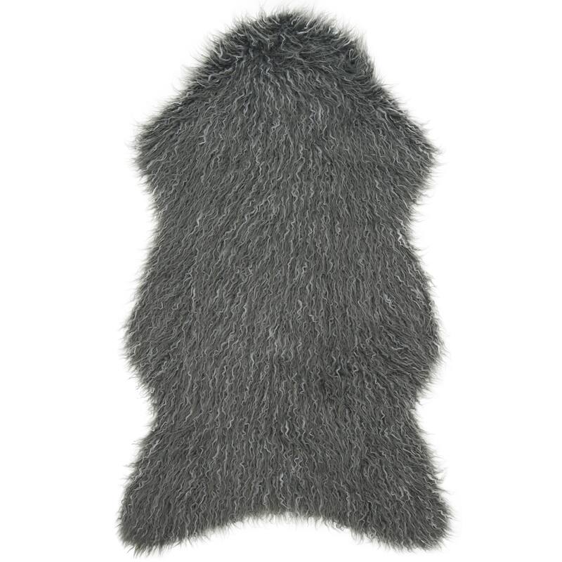 Alexander Home Rustic Faux Fur Shag Area Rug - 3' x 5' - Grey/Ivory