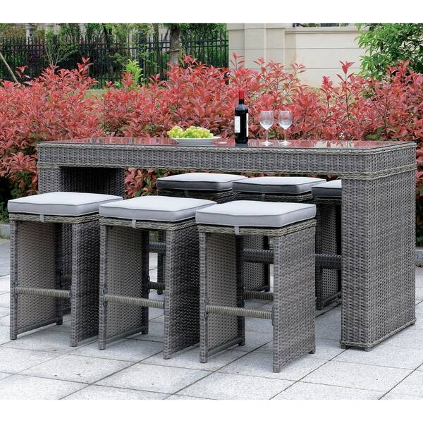 Shop Furniture Of America Zons Contemporary Grey Metal Outdoor Bar