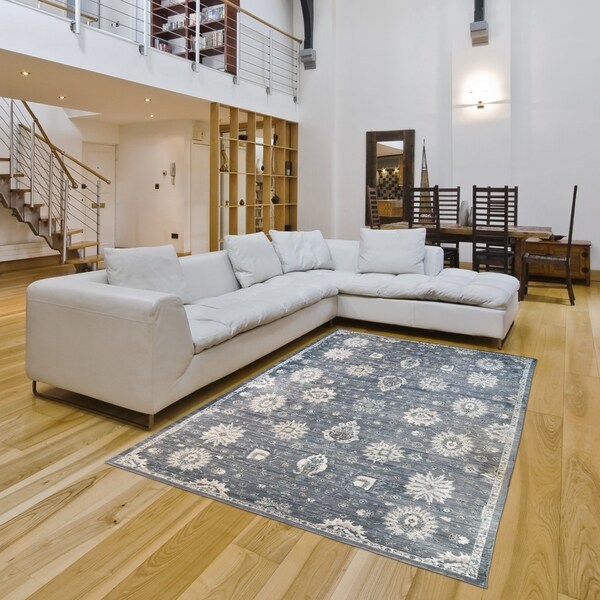 Shop Copper Grove Baden Grey Floral Area Rug 5' x 8' Free Shipping