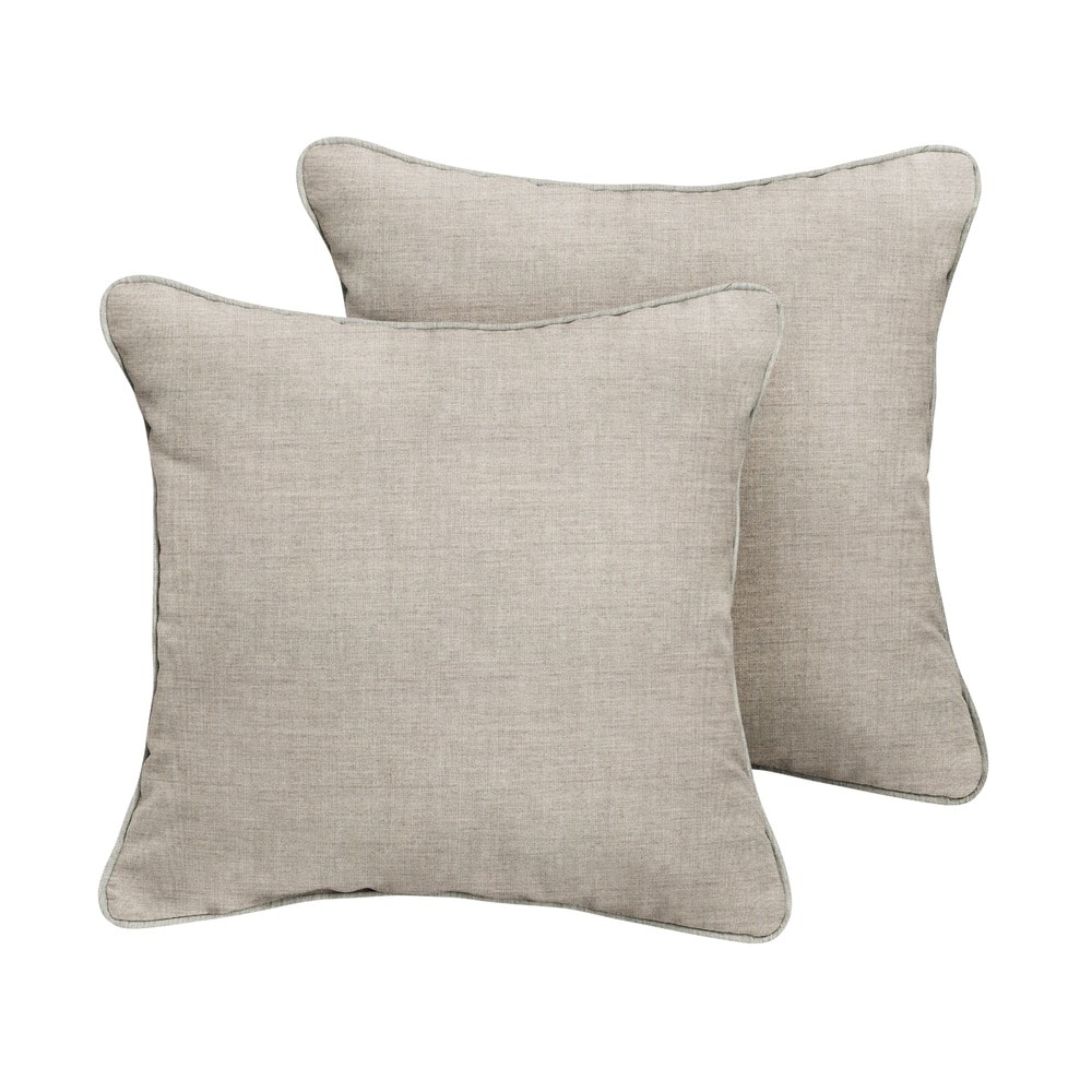 Sorra Home Sunbrella Cast Silver Indoor/Outdoor Corded Pillow Set of 2