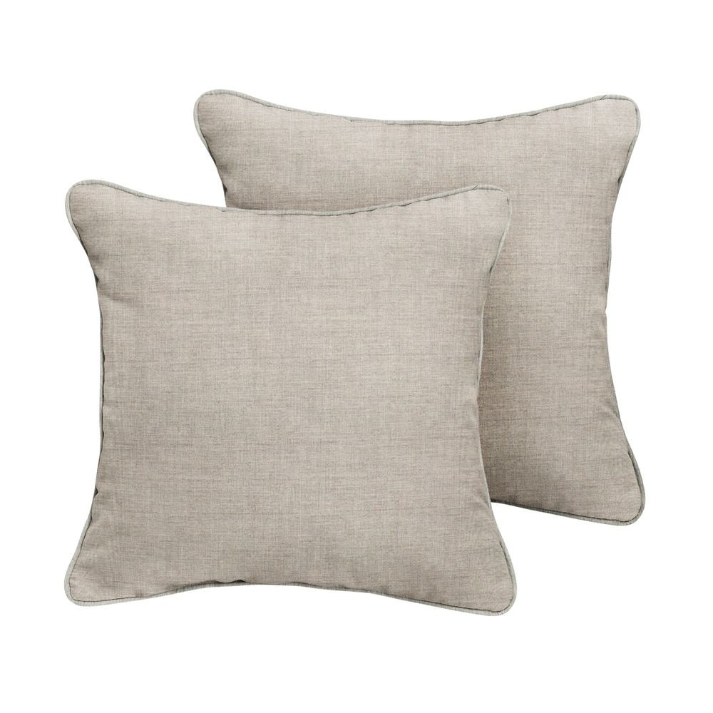 Sorra Home Sunbrella Cast Silver Indoor/Outdoor Corded Pillow Set of 2