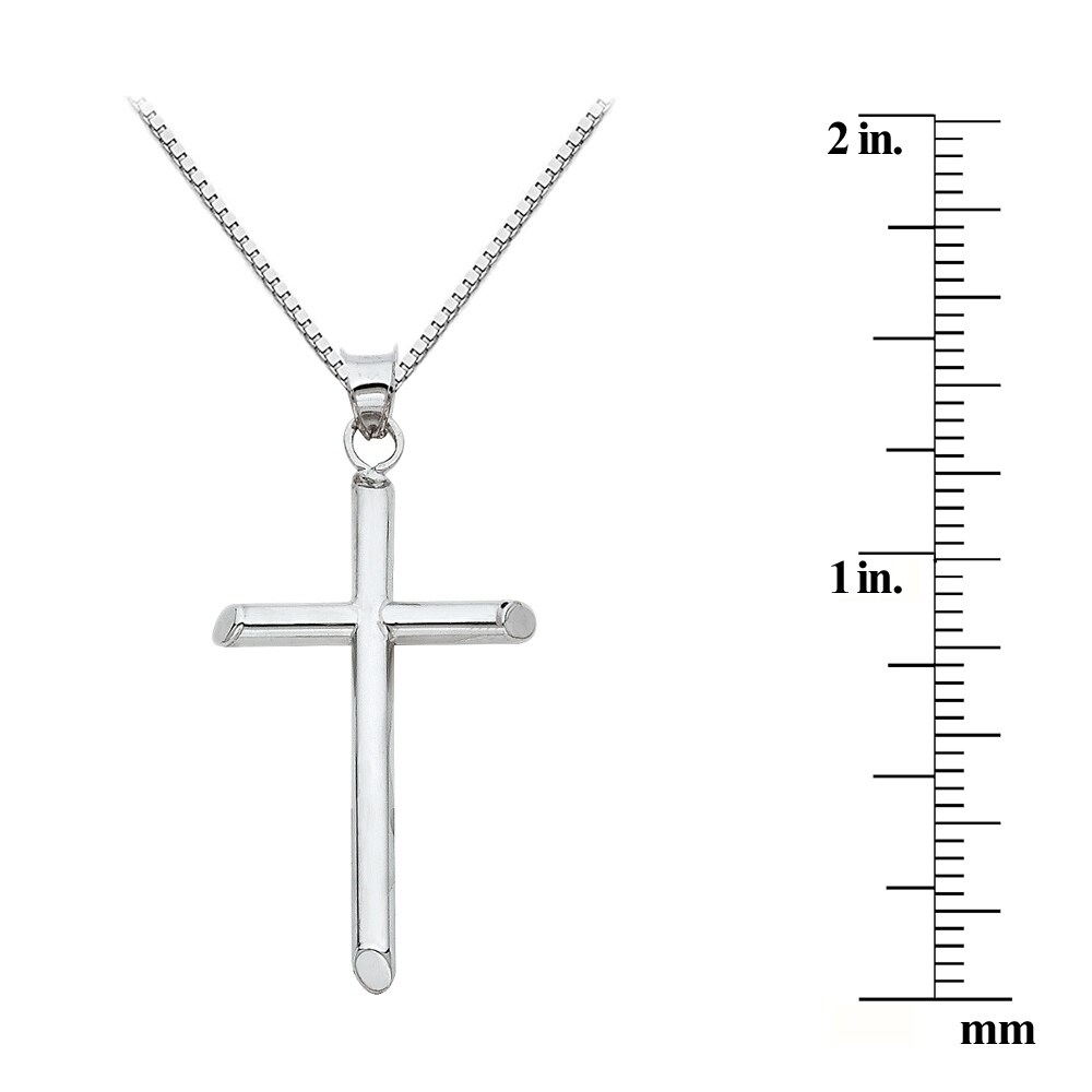 White Block Style Cross High Polish 14k White Gold Religious Charm Pendant