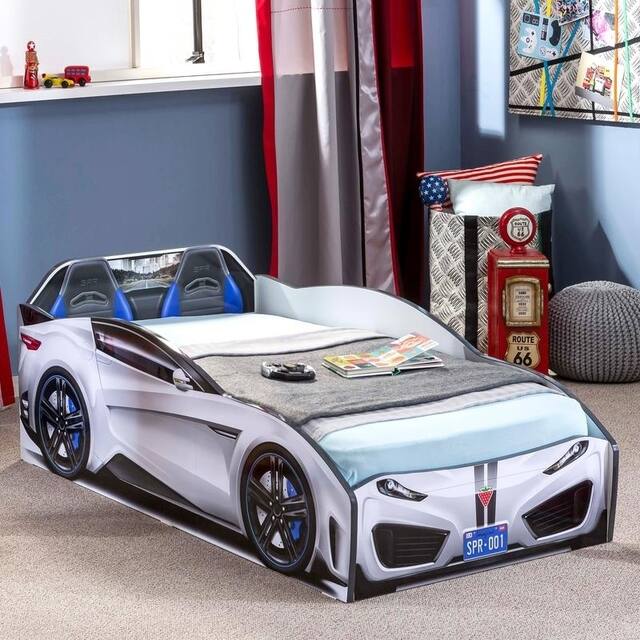Cilek Spyder Toddler Race Car Bed - White