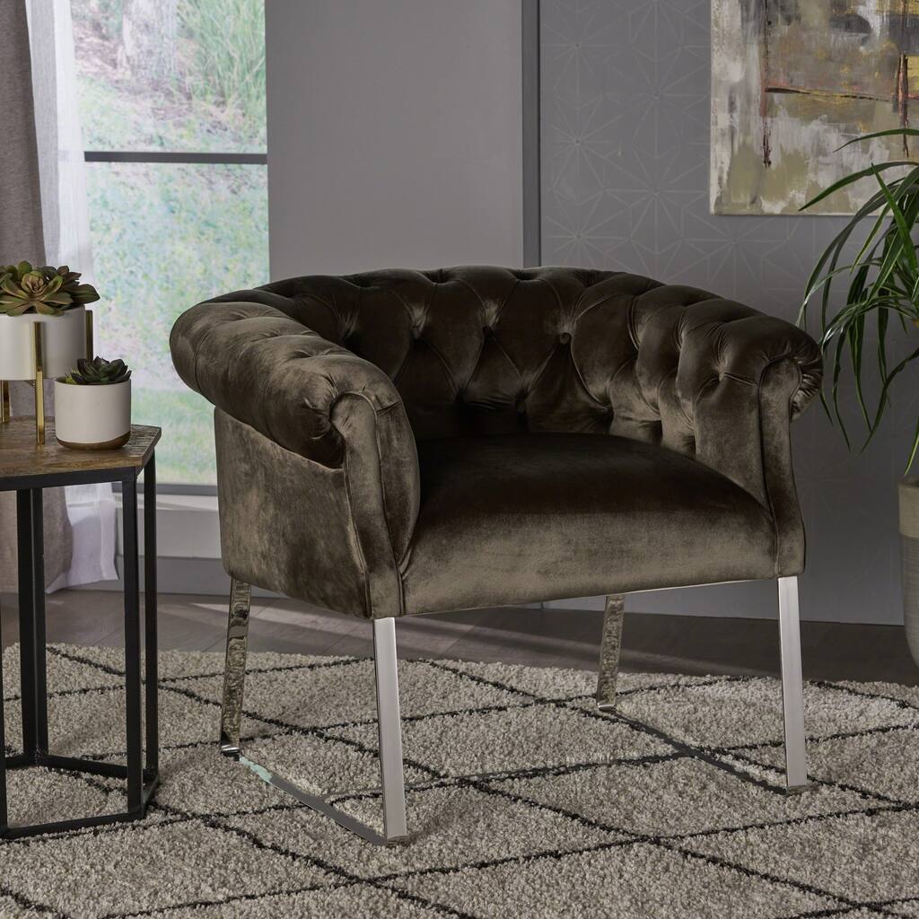 Celka Modern Tufted Velvet Club Chair by Christopher Knight Home