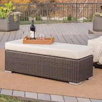 Santa Rosa Outdoor Wicker Bench with Cushion by Christopher Knight Home