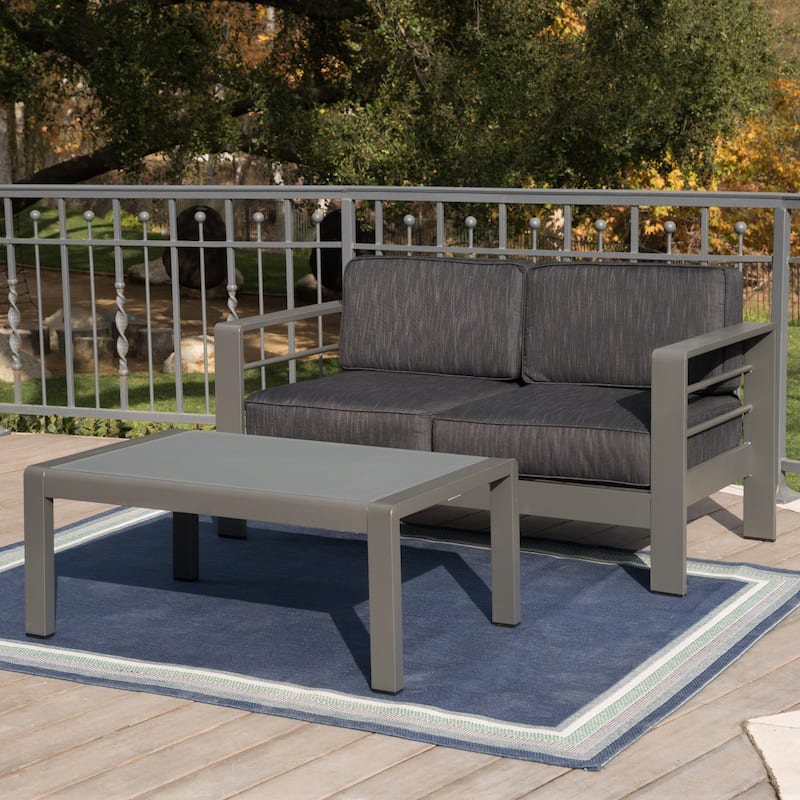 Cape Coral Outdoor Aluminum 2-piece Set with Cushions by Christopher Knight Home