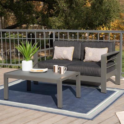 Cape Coral Outdoor Aluminum 2-piece Set with Cushions by Christopher Knight Home
