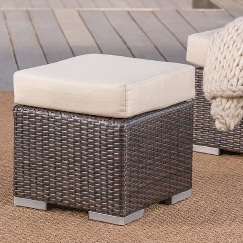 Santa Rosa Outdoor Wicker Ottoman by Christopher Knight Home
