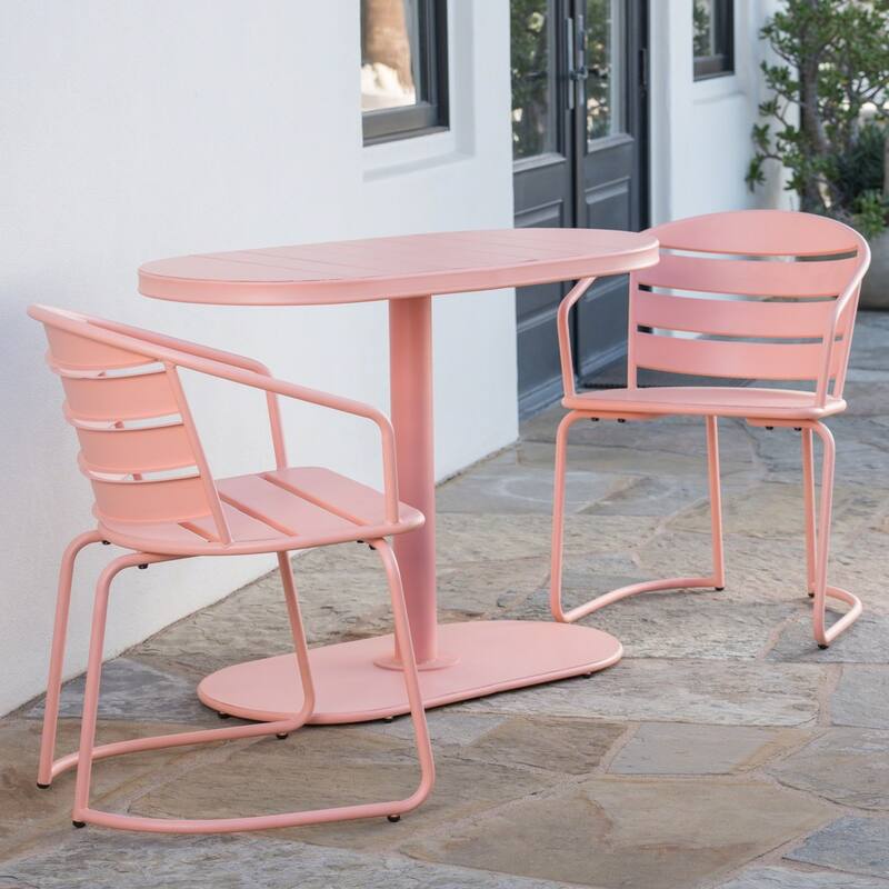 Santa Monica Outdoor 3-Piece Oval Bistro Chat Set by Christopher Knight Home