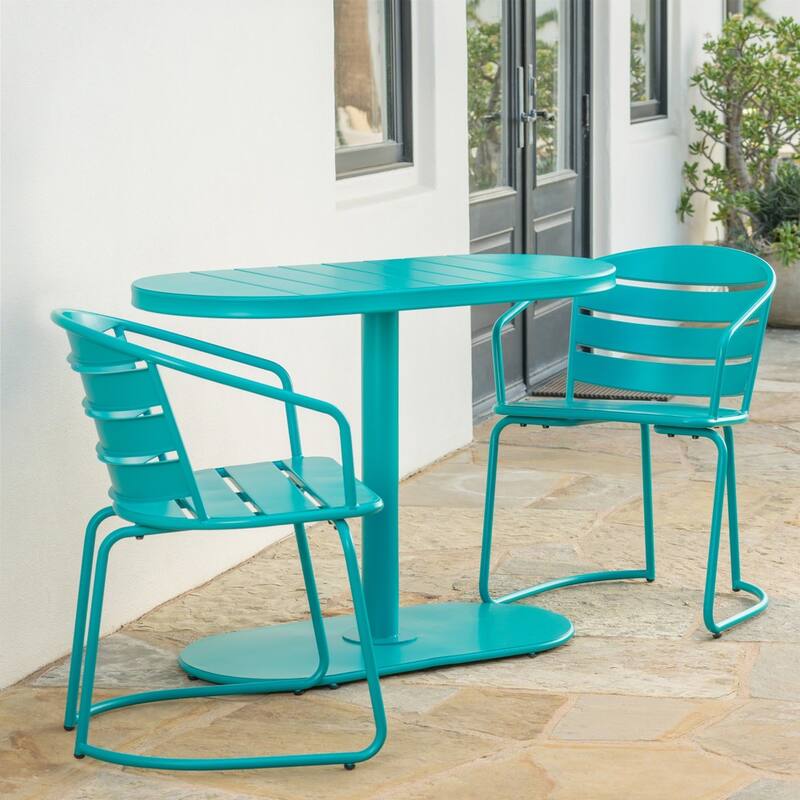 Santa Monica Outdoor 3-Piece Oval Bistro Chat Set by Christopher Knight Home