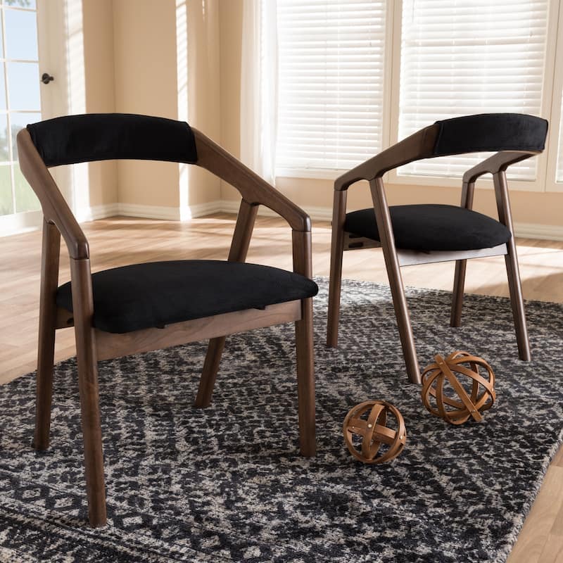 Mid-Century Black Fabric Dining Chair Set by Baxton Studio