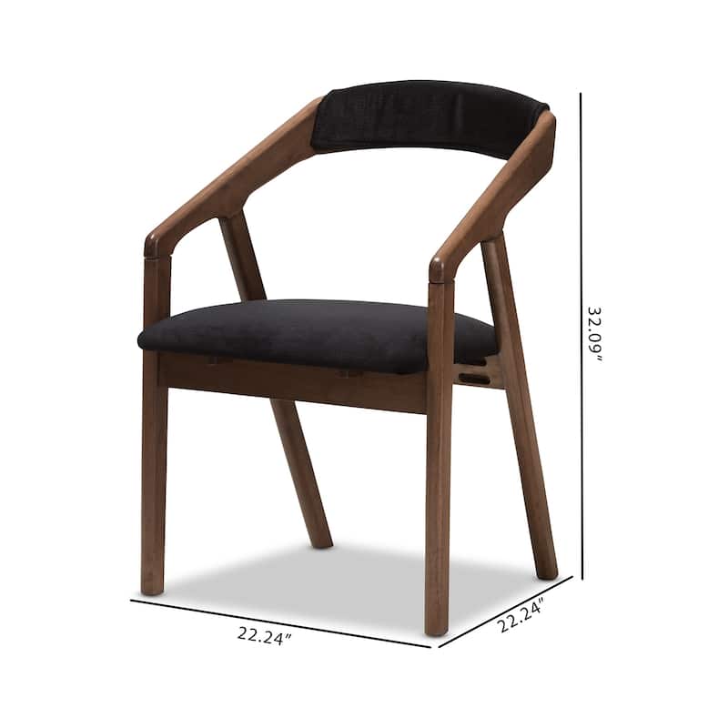 Mid-Century Black Fabric Dining Chair Set by Baxton Studio