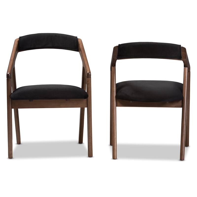 Mid-Century Black Fabric Dining Chair Set by Baxton Studio