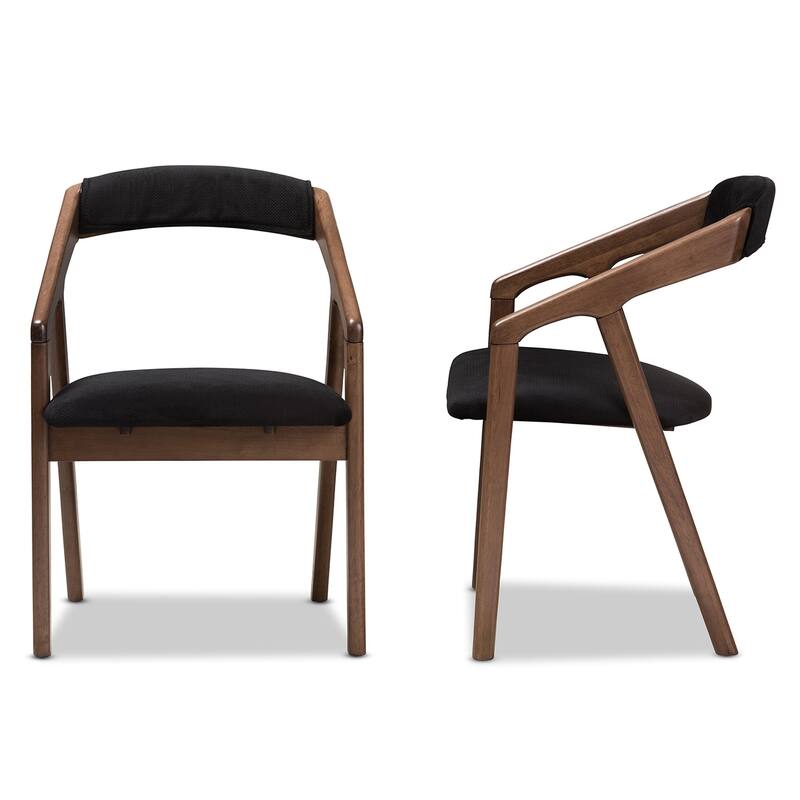 Mid-Century Black Fabric Dining Chair Set by Baxton Studio