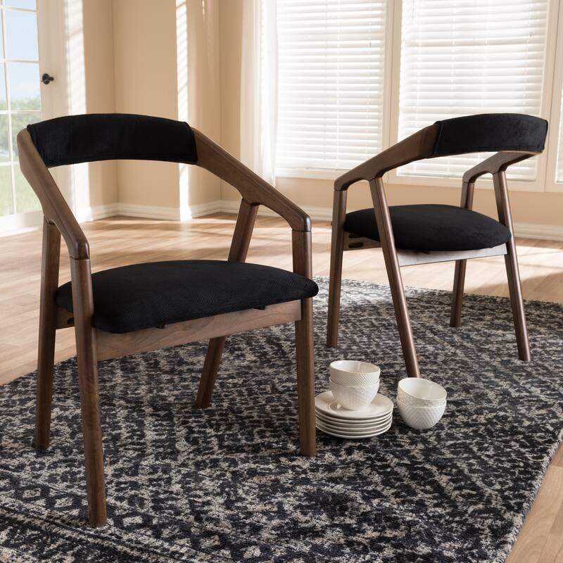 Mid-Century Black Fabric Dining Chair Set by Baxton Studio