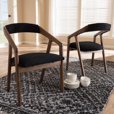 Mid-Century Black Fabric Dining Chair Set by Baxton Studio