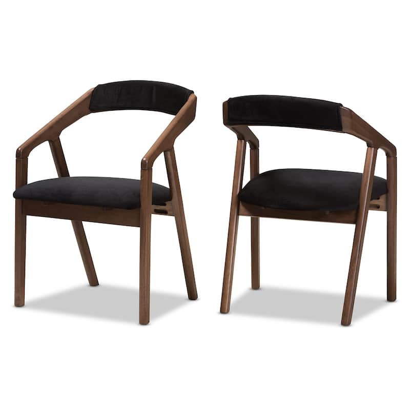 Mid-Century Black Fabric Dining Chair Set by Baxton Studio