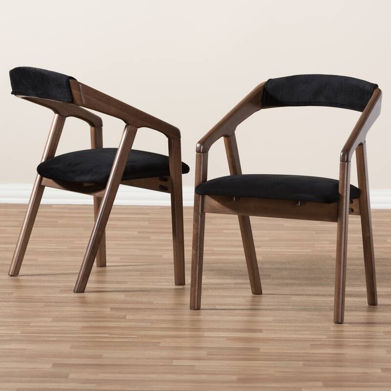 Mid-Century Black Fabric Dining Chair Set by Baxton Studio