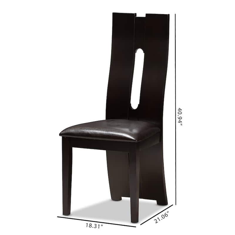 Contemporary Dark Brown Faux Leather Dining Chair Set by Baxton Studio