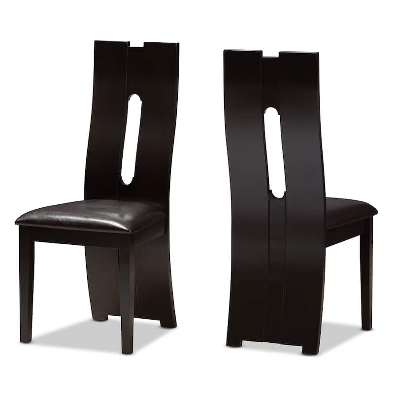 Contemporary Dark Brown Faux Leather Dining Chair Set by Baxton Studio