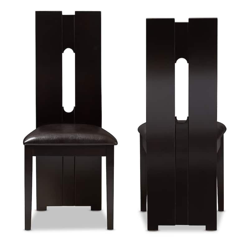 Contemporary Dark Brown Faux Leather Dining Chair Set by Baxton Studio