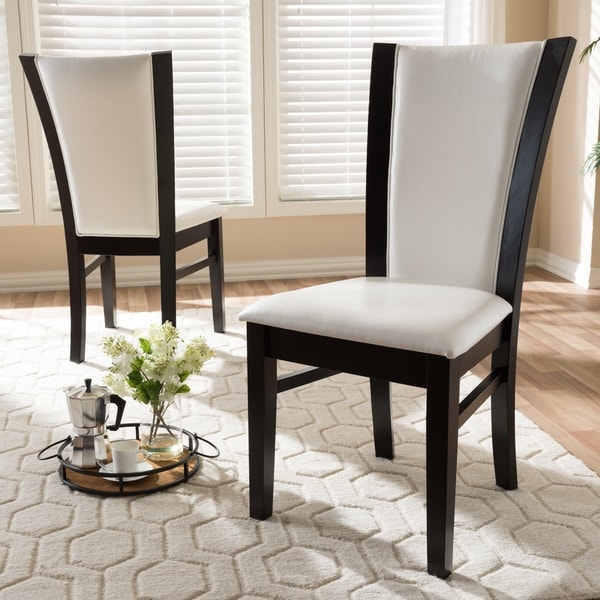 Contemporary White Faux Leather Dining Chair Set by Baxton ...