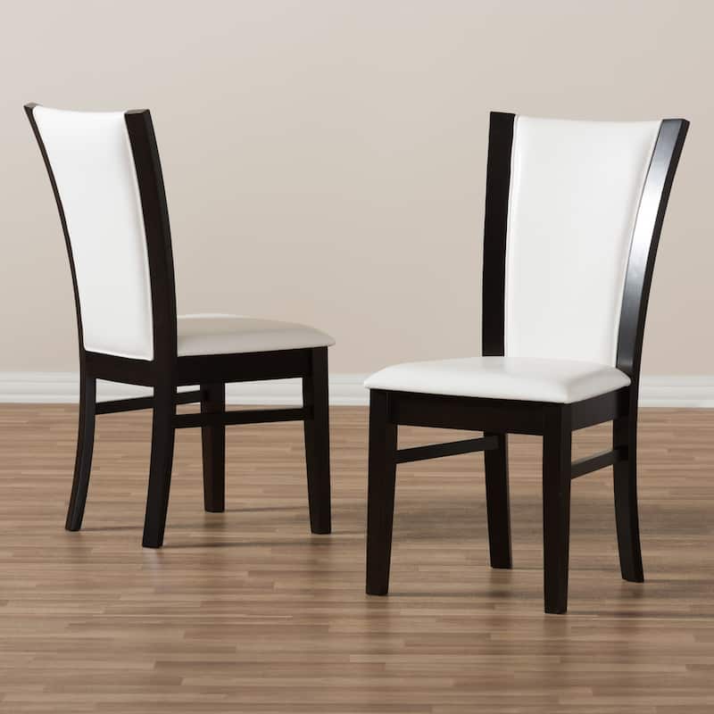 Contemporary White Faux Leather Dining Chair Set by Baxton Studio