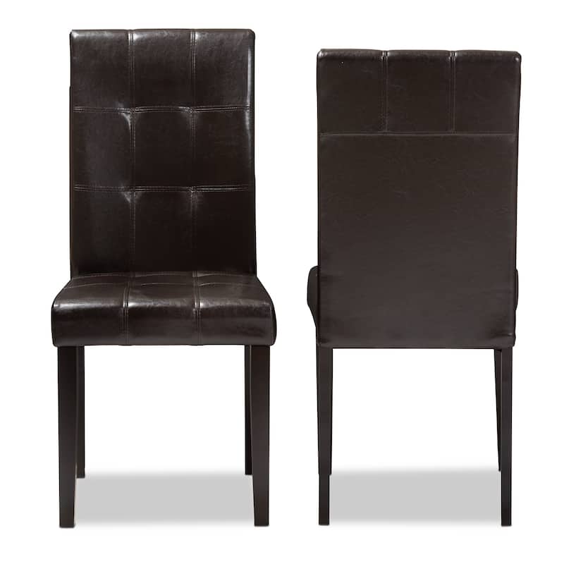 Contemporary Dark Brown Faux Leather Dining Chair Set by Baxton Studio