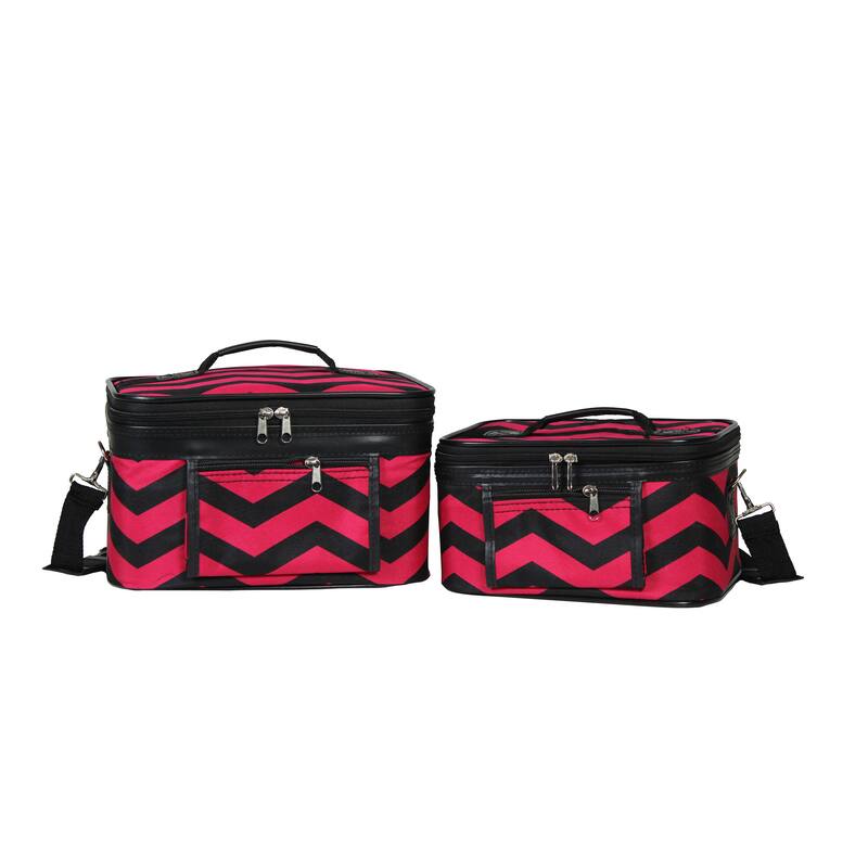 World Traveler Chevron 2-Piece Train Cosmetic Case Set