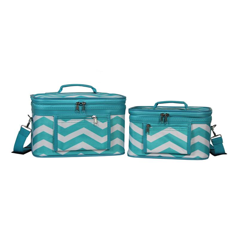 World Traveler Chevron 2-Piece Train Cosmetic Case Set
